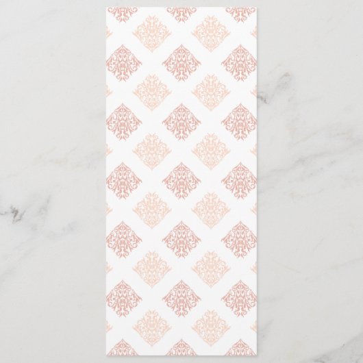 Zachte perachy Blush Damask Gereserveerde Stoel Menu (Achterkant)