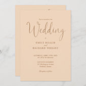 Zachte perzik alles in een elegant script bruiloft kaart (Voorkant / Achterkant)