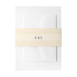 Zachte Perzik Beige Monogram Uitnodigingen Wikkel