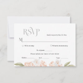  Zachte Perzik Bloem Bruiloft Reactiekaart RSVP Kaartje