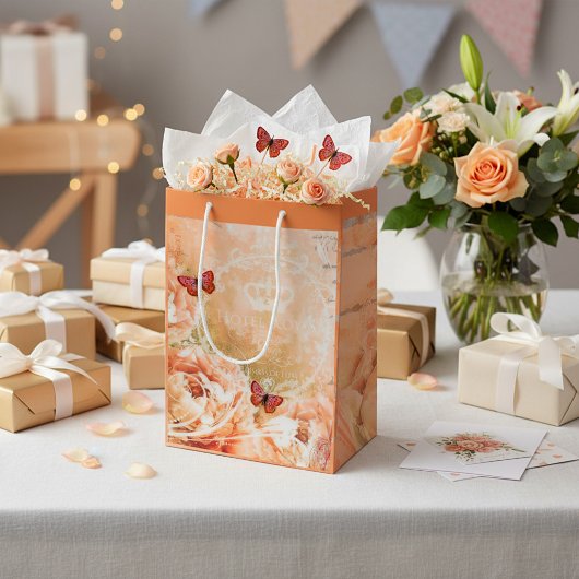 Zachte perzik bloem medium cadeauzakje