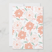 Zachte perzik bloemmotief kruis meisje doop kaart (Achterkant)