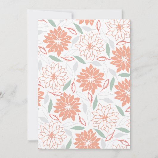 Zachte perzik bloemmotief kruis meisje doop kaart (Achterkant)