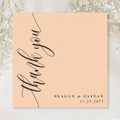 Zachte Perzik Calligrafie Script Bruiloft Bedankkaart