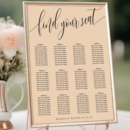 Zachte perzik Eenvoudige Bruiloft Zitgrafiek Poster