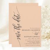 Zachte perzik eenvoudige moderne script save the d date