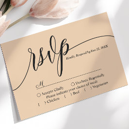 Zachte Perzik Eenvoudige Script Trouw RSVP Kaart