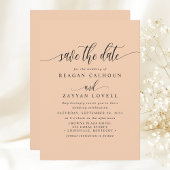 Zachte Perzik Elegante Calligrafie Save The Date