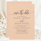 Zachte Perzik Elegante Calligrafie Save The Date