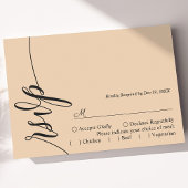 Zachte perzik Elegante Kalligrafie Bruiloft RSVP K