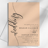 Zachte perzik Elegante kalligrafie Script bruiloft Kaart