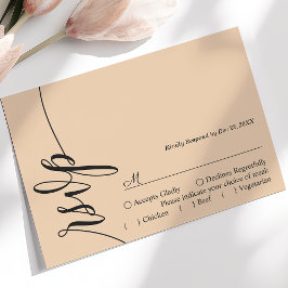 Zachte Perzik Elegante Kalligrafie Trouw RSVP Kaar Kaartje