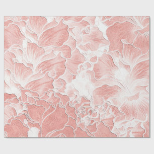 Zachte perzik en roze bloemen inpakpapier