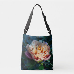 Zachte Perzik en Roze Pioen Crossbody Tas