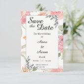 Zachte Perzik Lente Tuin Bruiloft Save the Date (Staand voorkant)