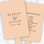 Zachte perzik minimalistisch huwelijksprogramma handwaaier