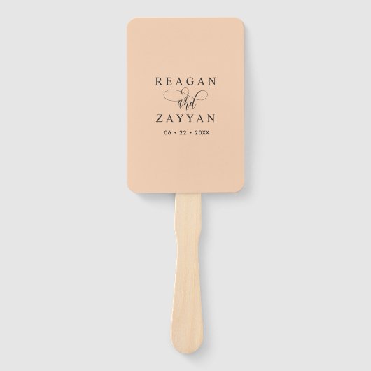 Zachte perzik minimalistisch huwelijksprogramma handwaaier (Voorkant)