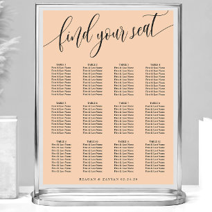 Zachte Perzik Minimalistisch Script Trouw Zittijd Poster