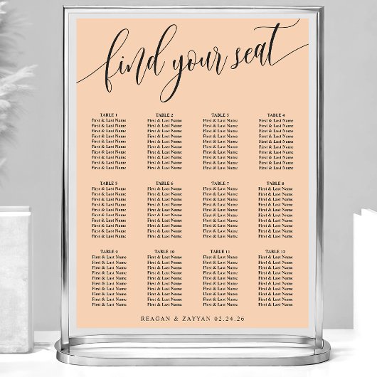 Zachte Perzik Minimalistisch Script Trouw Zittijd Poster