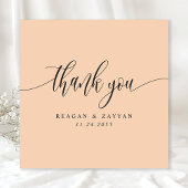 Zachte Perzik Minimalistisch Script Trouwen Bedankkaart