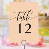 Zachte perzik minimalistische kalligrafie bruiloft kaart