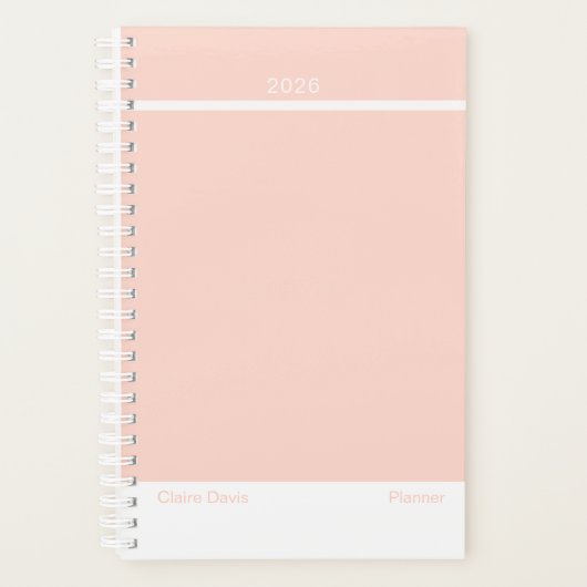 Zachte Perzik Minimalistische Planner (Voorkant)