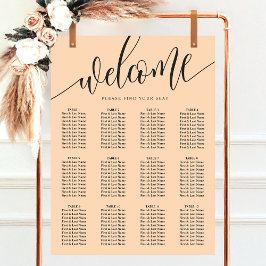 Zachte Perzik Minimalistische Trouw Stoelenkaart Poster