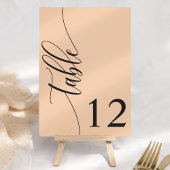 Zachte perzik moderne kalligrafie bruiloft kaart