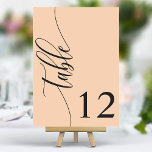 Zachte perzik moderne kalligrafie bruiloft kaart<br><div class="desc">Leid uw gasten naar hun stoelen met deze chique elegante zachte perzik bruiloft tafelnummers. Met een minimalistisch ontwerp met moderne kalligrafie, voegen deze tafelnummers een vleugje verfijning toe aan uw huwelijksreceptie. De zachte achtergrond en de schone, elegante typografie zorgen voor eenvoudige leesbaarheid en verbeteren tegelijkertijd uw bruiloft decor. Perfect voor...</div>