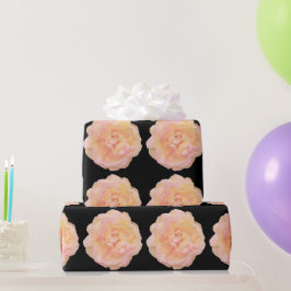 Zachte perzik roze geel rose ontwerp over zwart BG Cadeaupapier
