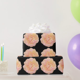Zachte perzik roze geel rose ontwerp over zwart BG Cadeaupapier