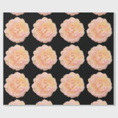 Zachte perzik roze geel rose ontwerp over zwart BG Cadeaupapier (Vlak)