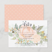 Zachte perzik Rozen Gele rozenstaafjes groen RSVP (Voorkant / Achterkant)