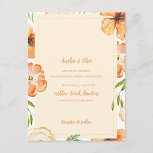 Zachte Perzik Tuin Weide Bloemen Bruiloft Uitnodiging Briefkaart