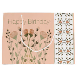 Zachte perzik wit en groen groot cadeauzakje