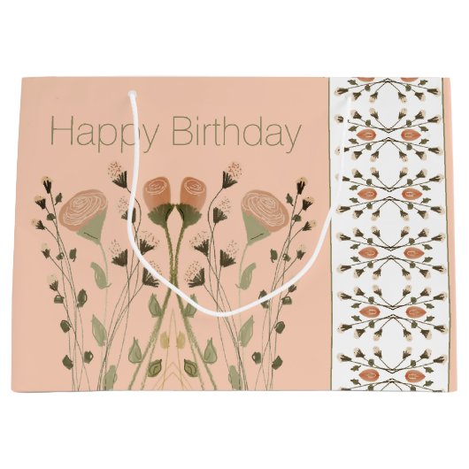 Zachte perzik wit en groen groot cadeauzakje (Voorkant)