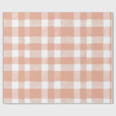 Zachte perzik witte licht gingham blush geruit pat cadeaupapier (Vlak)