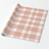 Zachte perzik witte licht gingham blush geruit pat cadeaupapier (Uitgerold)