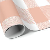 Zachte perzik witte licht gingham blush geruit pat cadeaupapier (Rol Hoek)