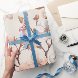 Zachte Perzikbloesem Ivoor Bloemmotief Cadeaupapier