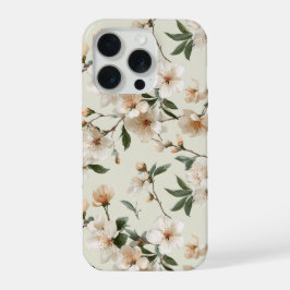 Zachte Perzikbloesem Ivoor Bloemmotief iPhone 15 Pro Case