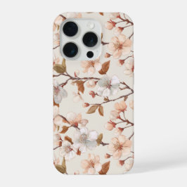 Zachte Perzikbloesem Ivoor Bloemmotief iPhone 15 Pro Case