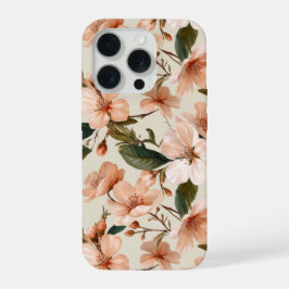 Zachte Perzikbloesem Ivoor Bloemmotief iPhone 15 Pro Case