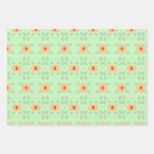 Zachte perzikkleurig bloemig inpakpapier vel (Voorkant 2)