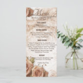 Zachte Perzikkleurige Rozen bruiloft Menu (Staand voorkant)