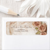 Zachte perzikkleurige Rozen Retouradres Etiket (Insitu)