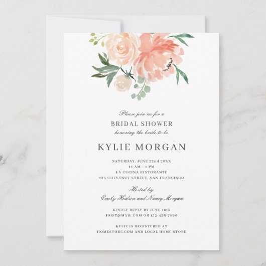 Zachte perzikkleurige Waterverf Florenz Vrijgezell Kaart (Voorkant)