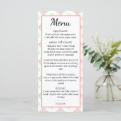 Zachte Perzikroze Damast Menu (Staand voorkant)