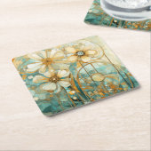 Zachte perziktuin 3 kartonnen onderzetters (Schuin)