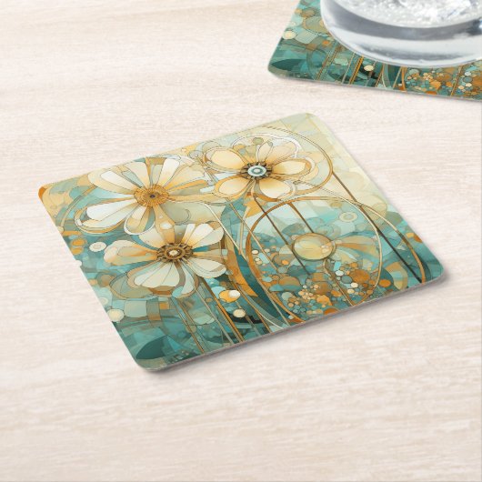 Zachte perziktuin 3 kartonnen onderzetters (Schuin)